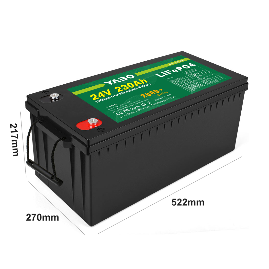 YABO 24V 230Ah LiFePO4 Lithium Iron Phosphate Battery – High Capacity, Long Life